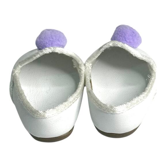 American Girl Doll White Slippers Nellie Pjs Pajama Accessory Purple Pom Pom - Picture 3 of 8